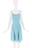 Mugler Baby Blue Beaded Chain Shoulder Straps Slip Dress