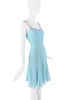 Mugler Baby Blue Beaded Chain Shoulder Straps Slip Dress