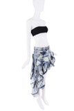 Aknvas Blue Denim Ruffle Asymmetric Mini Skirt