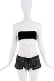 Tom Ford Black Patent Lace Zipper Pockets Micro Mini Shorts