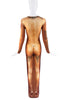 Jean Paul Gaultier Brown Body Black Tattoo Print Dress Gown