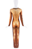 Jean Paul Gaultier Brown Body Black Tattoo Print Dress Gown