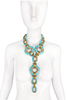 Missoni Turquoise and Brass Chain Link Pendent Necklace