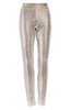 Burberry Silver Metallic Sequin Paillette Nude Stretch Leggings