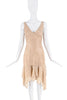 Jitrois Tan Beige Leather Drop Waist Ruffle Dress
