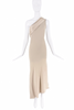 Givenchy Tan Beige Silk Asymmetric One Shoulder Dress Gown