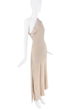 Givenchy Tan Beige Silk Asymmetric One Shoulder Dress Gown