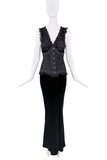 Jean Paul Gaultier Black Velvet Embellished Corset Dress Gown