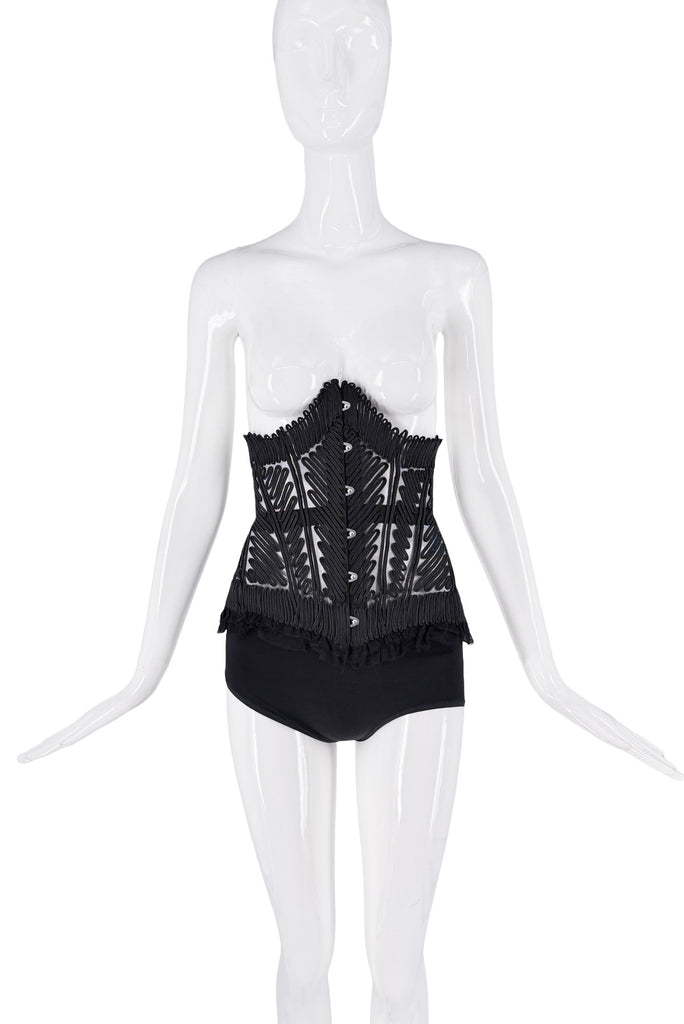 Jean Paul Gaultier X La Perla Black Lace Sheer Embellished Waist Corset