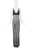Kikiriki Black Sheer Lace Crystal Embellished Dress Gown