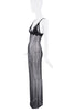 Kikiriki Black Sheer Lace Crystal Embellished Dress Gown