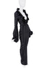 Tom Ford Black Ruffle Collar Parachute Sleeve Deep Neckline Dress Gown