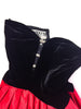 Vicky Tiel Black Velvet Bodice and Red Satin Tulip Gown Dress