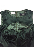 Versus Versace Dark Green Satin Cut-Out Detail Mini Dress FW2010