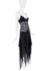 Gai Mattiolo Black Lace Floral Embellished Sheer Jagged Skirt
