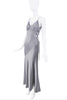 Roberto Cavalli Grey Silk Ribbon Cut Out Bias Cut Slip Dress Gown