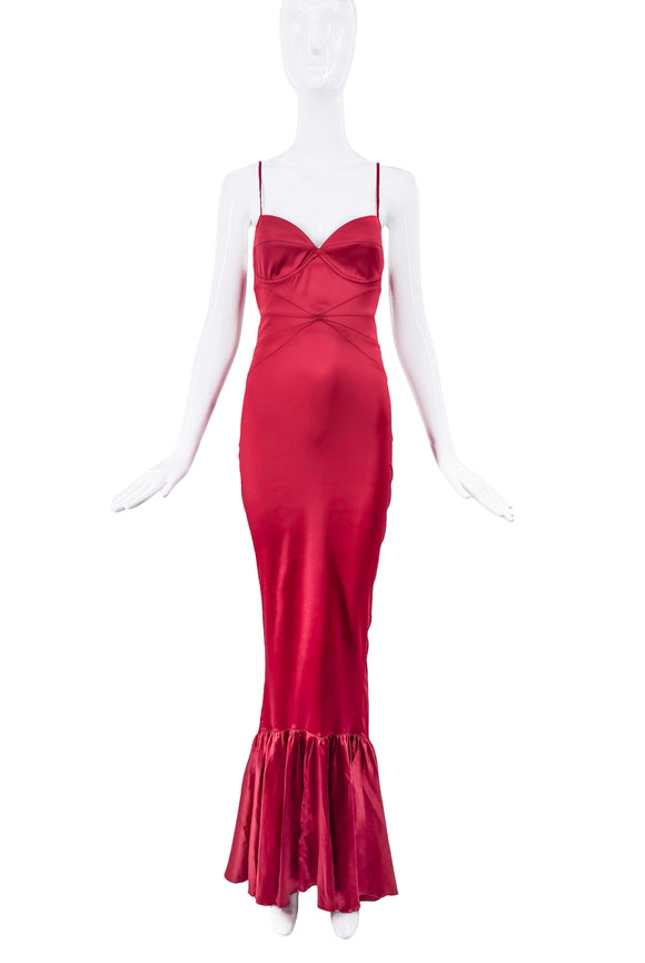 Roberto Cavalli Red Corset Mermaid Dress Gown