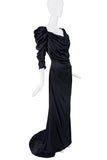 Vivienne Westwood Black Ruched Puff Shoulder Train Dress Gown