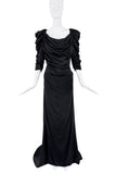 Vivienne Westwood Black Ruched Puff Shoulder Train Dress Gown