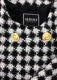 Versace Jeans Couture Bouclé Houndstooth Jacket with Gold Medusa Buttons - BOUTIQUE PURCHASE PRICE