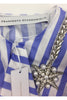 Francesco Scognamiglio Blue and White Cotton Day Dress with Crystal and Pearl Star Details - BOUTIQUE PURCHASE PRICE