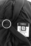 Versus by Gianni Versace Black Bias Cut Gown Dress with Diamond Buckle Low Cut Criss Cross Back 90's