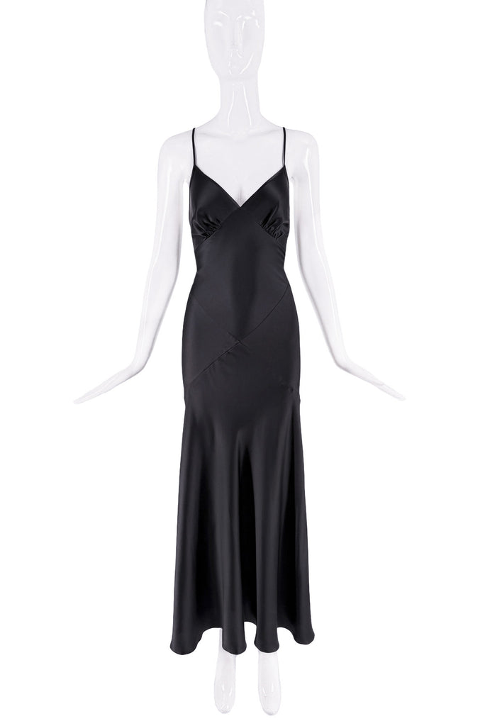 Vintage Black Bias Cut Slip Dress Gown
