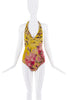 Jean Paul Gaultier Yellow Pink Flower Hummingbird Print Halter Swimsuit