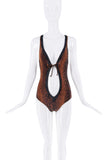 Chantal Thomas Brown Black SnakeskinPrint Cut Out Swimsuit