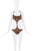 Roberto Cavalli Brown Leopard Print Gold Lion Clasp Bikini Swimsuit