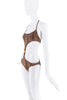 Roberto Cavalli Brown Leopard Print Gold Lion Clasp Bikini Swimsuit