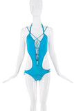 Pleinsud Blue Cut Out Lace Up Swimsuit