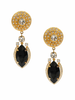 Ferre Gold Pavé Crystal Rhinestone Black Gemstone Drop Earrings