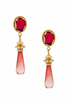Gianfranco Ferre Gold Pink Gemstone Pavé Crystal Embellished Teardrop Earrings