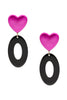 Francine Bramli Pink Black Heart Oval Drop Earrings
