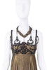 YSL Saint Laurent Gold and Black Crystal Embellished Empire Waist Dress Gown