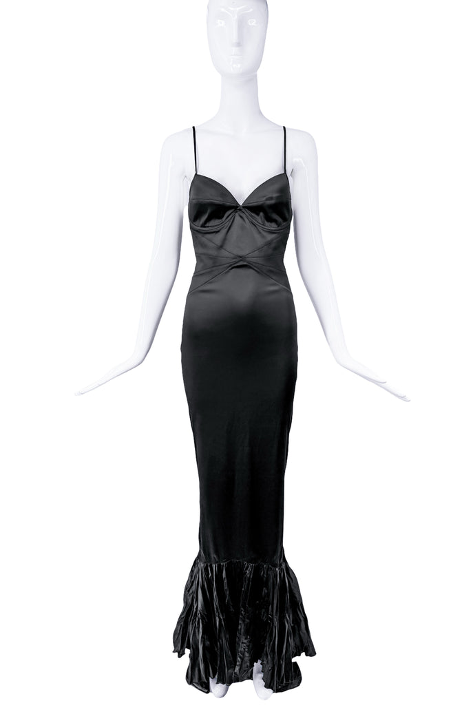 Roberto Cavalli Black Silk Corset Mermaid Dress Gown