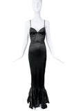 Roberto Cavalli Black Silk Corset Mermaid Dress Gown