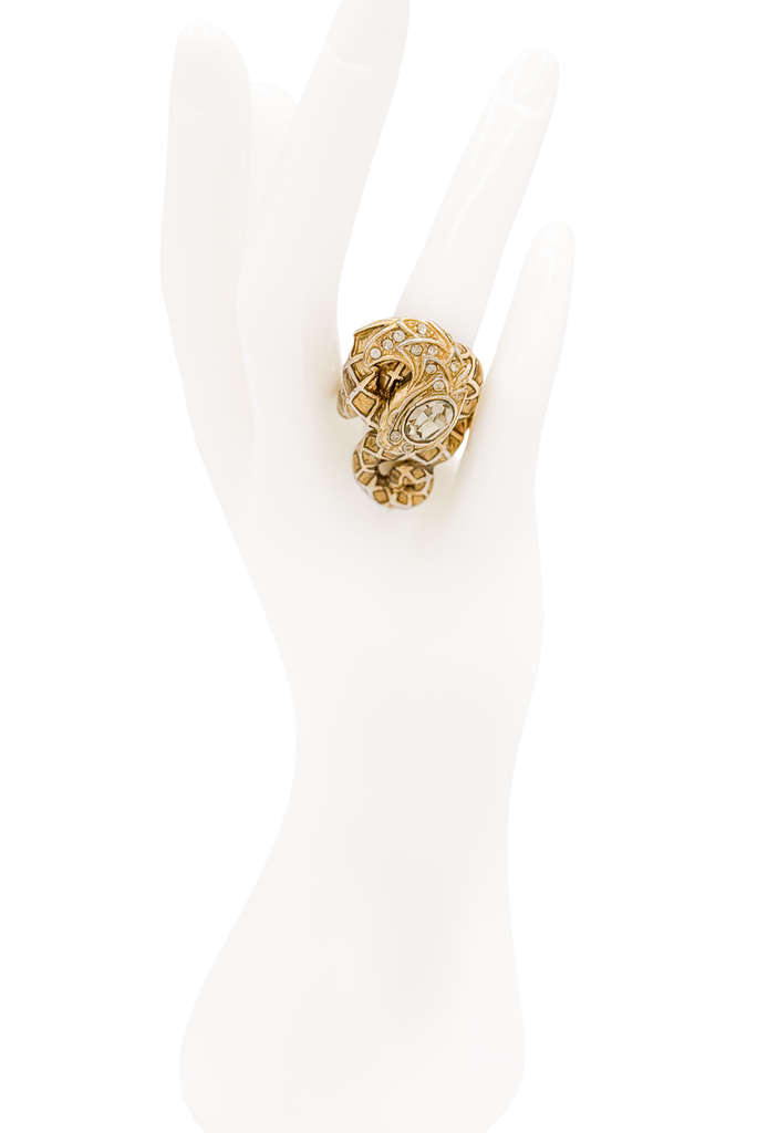 Roberto Cavalli Gold and Crystal Snake Ring