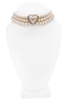 Carolee Three Strand Pearl Heart Pendant Choker Necklace