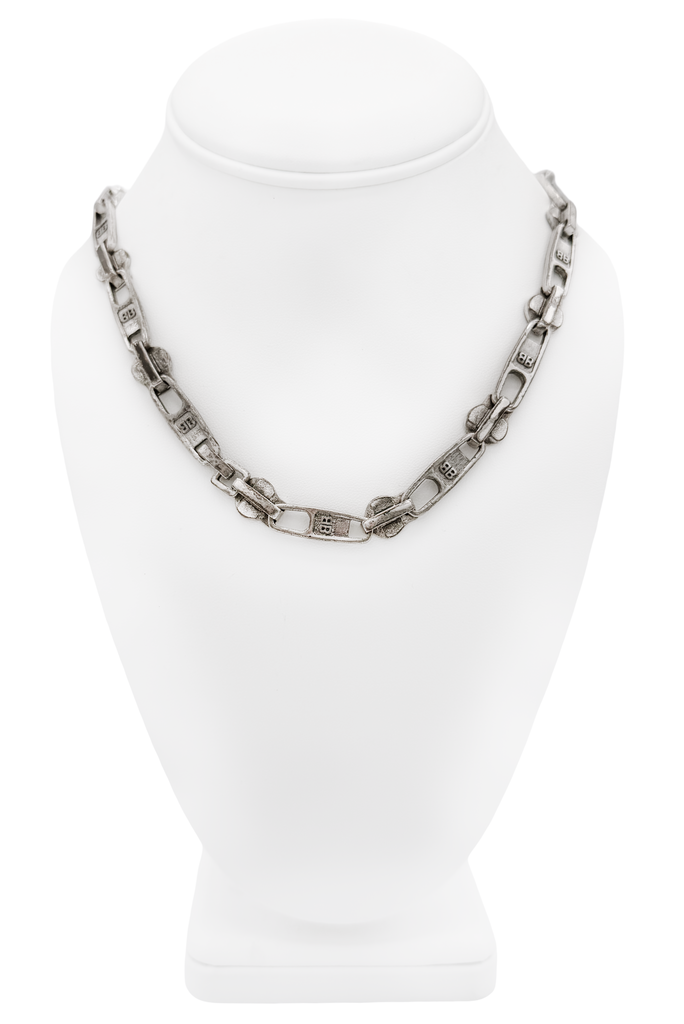 Balenciaga Silver Zipper Chain Link Necklace