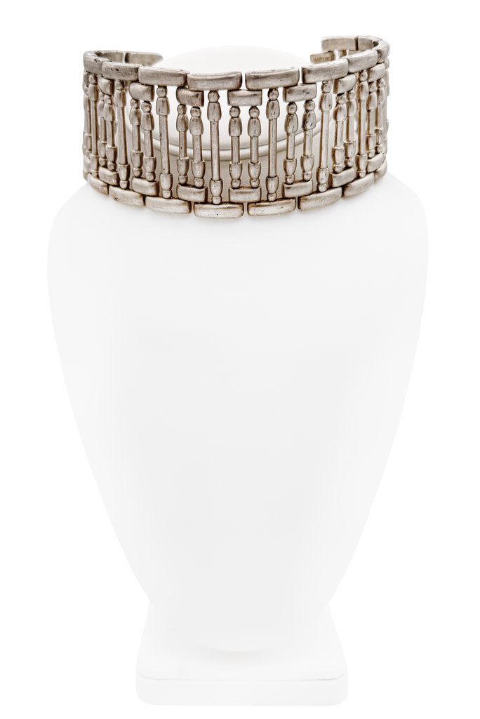 Jean Paul Gaultier Silver Column Link Choker Necklace