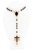 Dolce & Gabanna Gold W/ Black Gemstone Beads Coins Cross Rosary Necklace