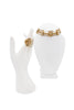 Christian Dior Gold Pavé Crystal Rhinestone Logo Statement Ring