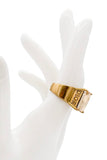 Christian Dior Gold Rhinestone Crystal Logo Statement Ring