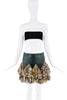 Mia Vesper Green Yellow Snake Patent Chiffon Abstract Print Ruffle Skirt