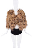 Dolce & Gabbana Brown Black Faux Feather Jacket Coat