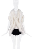Sonia Rykel White Mesh Cut Out Feather Fur Shawl Shrug