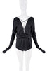 Gucci Black Silk Satin Longsleeve Plunging Neckline Blouse FW2002