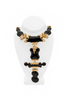 Christian Lacroix Gold Black Enamel Geometric Sculptural XL Pendant Necklace